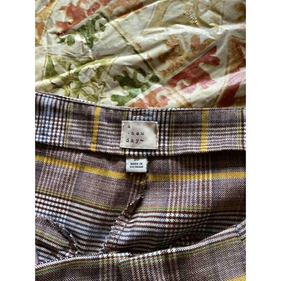 Women Wide-leg Pants From A New Day Plaid Sz106 Casual Work - Picture 2 of 3